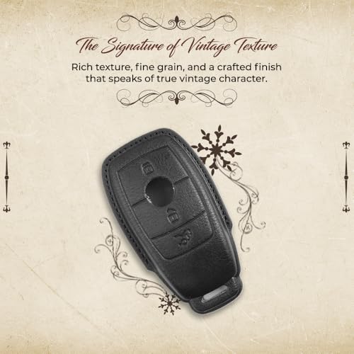 Image of keyzone dual leather key cover for Mercedes-Benz E-Class S-Class A-Class C-Class G-Class 2020 Onwards 4 button smart key
