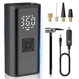 電動空気入れ コードレス 自動停止 最大圧力150PSI 自転車/自動車/バイク/ボール/浮き輪対応 6000mAh大容量バッテリー充電式 仏/米式バルブ対応 LCDデジタル表示 ライト&SOSモード付き