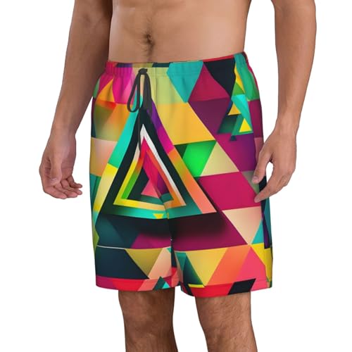 Colorful Triangle Pattern Print Stylish Beach Shorts Swim Trunks Lightweight Breathable Summer Outdoor Activities2