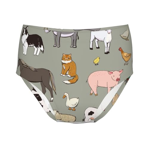 Farm Animals Pattern Girls' Underwear Soft Cotton Little Girls Panties Comfort Briefs