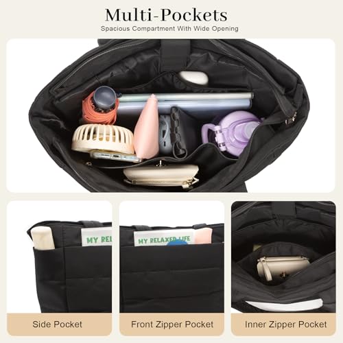 Bolso Tote Puffy Ligero con Cremallera para Mujer miniatura 4