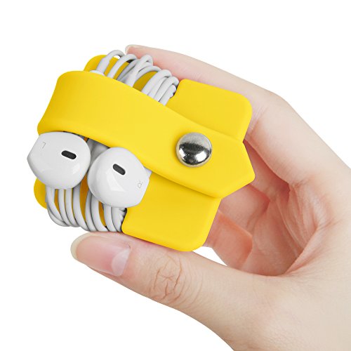 Image of Portable Electronic Device Cover Cord Organizer for Earphones, Yellow
