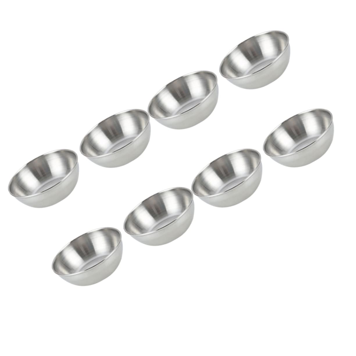 SOLUSTRE 8pcs Seasoning Dish Steel Saucers Appetizer Plates Soy Sauce Dishes for Sushi Dipping Bowls Condiment Dipping Sauce Dishes Round Flavor Dish Side Dish Serving Bowls Key Silver