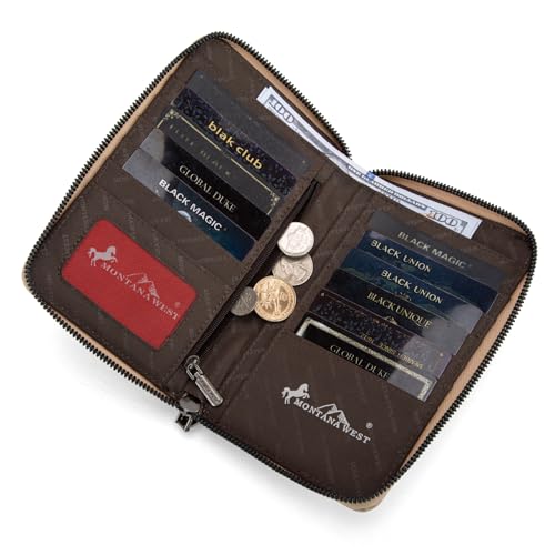 Image of Montana West Western Crossbody Phone Wallet for Women RFID Blocking Wallet Purse with Cash Slots & Zipper Pocket