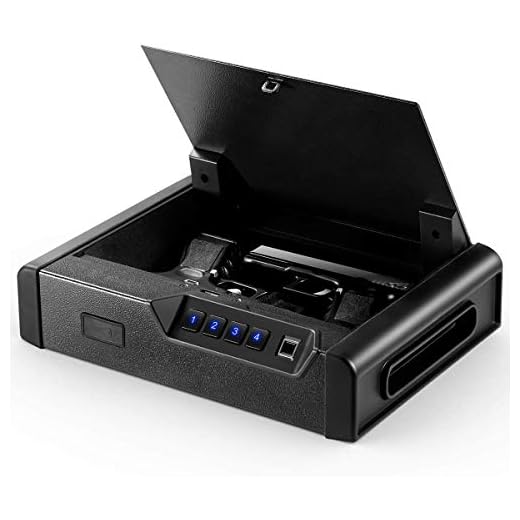 Alfuheim Biometric Gun Safe, Smart Handgun Safe with 4 Digits Code, Quick Fingerprint Access Gun Box and Auto-Open lid, 2 Pistol Capacity, Gun Cabinet for Personal, Home and Car Security