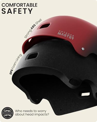 Image of OutdoorMaster Skateboard Bike Helmet for Adult,Youth and Kids | Two Removable Liners Ventilation Certified Multi-Sport Helmet for Scooter Cycling Roller Skating Ebike