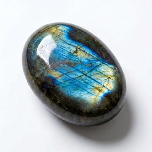 Image of Natural Labradorite Palm Stone - Hand-Polished Oval Worry Stone for Anxiety & Stress Relief - Pocket Healing Crystals for Meditation, Reiki & Intuition - Unique Spiritual Gift for Crystal Collectors