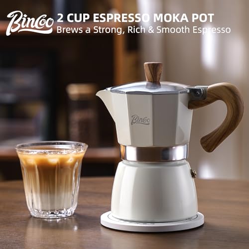 Image of Bincoo Espresso Maker Stovetop,Camping Moka Pot 2 Cup /120ML,Stove Top Espresso Italian Coffee Maker,Easy to Use