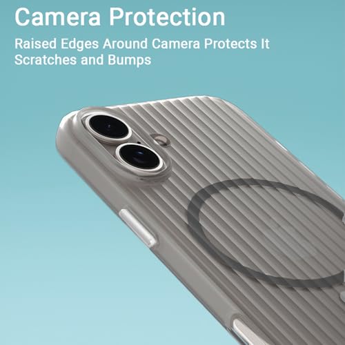Image of Kapa Matte Magnetic Wave Grip Back Cover for Apple iPhone 16 | [MagSafe Compatible] Wireless Charging, Slim, Metal Buttons Frosted Back Case (Grey)