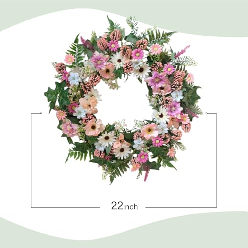 60% Off TEMPUS Spring Daisy Wreath – 22 Inch Decor - Image 3
