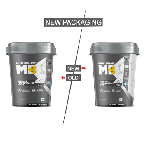 MuscleBlaze Biozyme Performance Whey Protein Powder, Rich Chocolate (4kg / 8.8lbs) | 25g Protein Per Scoop | Clinically Tested 50% Higher Protein Absorption