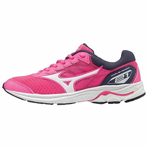 Mizuno Wave Rider 21 Jnr, Zapatillas de Running Unisex Adulto, Rosa (Pinkglowhitegraystone), 36.5 EU