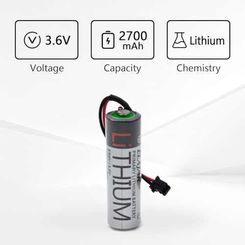 2-Pack Batería de litio ER6V 3.6V 2700mAh con conector negro miniatura 4