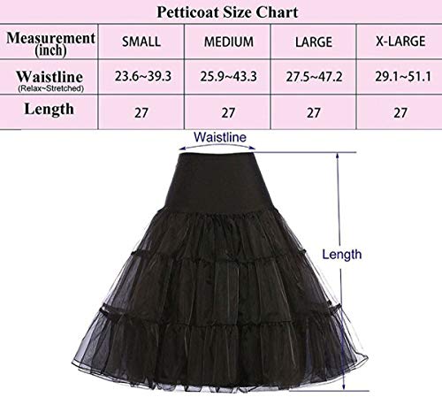 Metemei Women'S 50S Vintage Rockabilly Petticoat 25‘’ Length Net Tulle Underskirt Petticoat Half Slip thumb #8