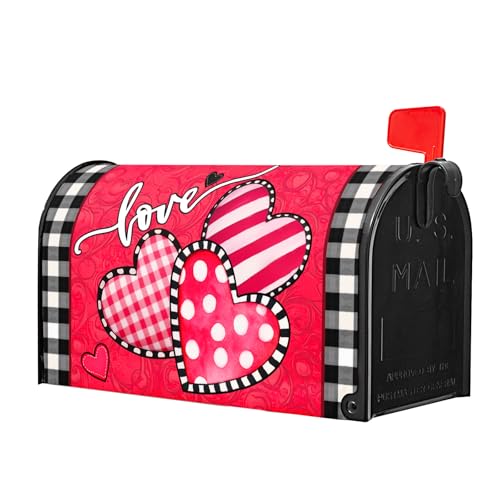 Image of Valentine's Day Mailbox Covers Magnetic Standard Size 21 X 25.5 Inch Red Pink Love Hearts Magnetic Mailbox Cover Valentine Mailbox Wraps Post Box Cover Decoration Outdoor Garden Home Yard Outside