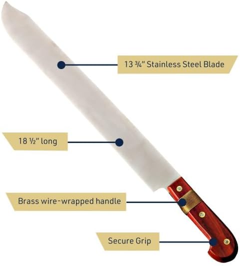 Heavy Duty Machete Knife - 18.5” Full Tang Machete for Cutting Trees Heavy Duty Yard Work, Bushcraft Gear, Gardening Hunting or Camping - Stainless-Steel Blade and Leather Sheath by Kings County Tools