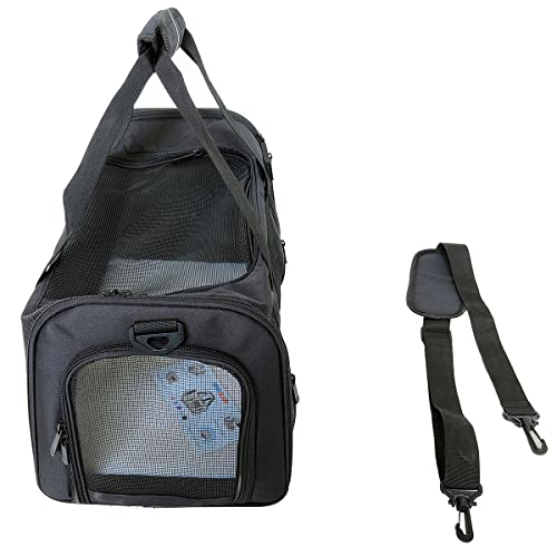 wotefusi Dog Bag Airline Approved Large Soft-Sided Collapsible Pet Travel Carrier for Dog Puppy,Cats,2 Kitty,Portable Dog Travel Carrier-Schwarz(DE auf Lager) Cover