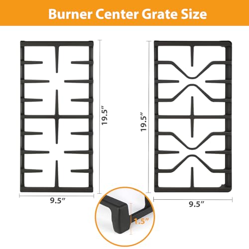 Image of Upgraded WB31X27151 Side Grates WB31X27150 Center Grates Replacement for GE General Electric Stove Parts, WB31X24736 WB31X24737 Cast Iron Grate Cooktop Burner for JGBS66REKSS JGB735SPSS Stove Grate