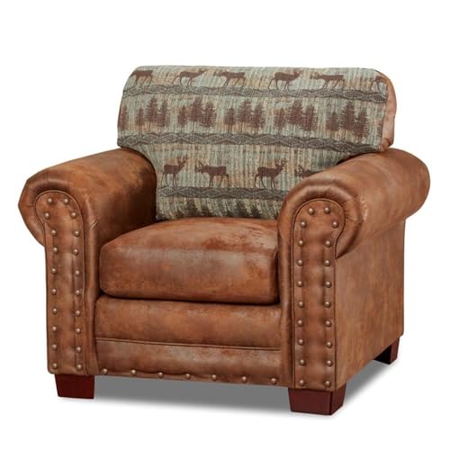 Sillón Microfibra Marrón con Tapestry Lodge miniatura 1