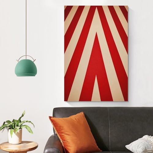 Impression sur toile à rayures rouges et blanches pour déco murale de bureau