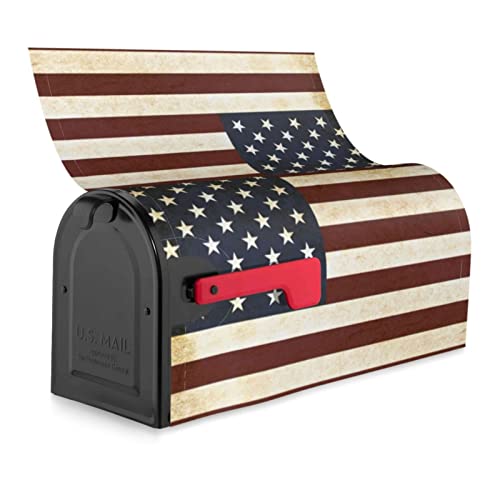 Albisai Retro American Flag God Bless Our Veterans Memorial Day Mailbox Covers Magnetic,Letter Post Box Wraps Cover For Outdoor Garden Yard Decorations Standard Size 18" X 21" #TOP6