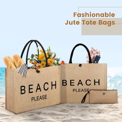Image of Trifabricy Beach Bag for Women, Woven Straw Beach Tote Bag Waterproof, Weaving Swim Gym Shopping Travel Bags with Button
