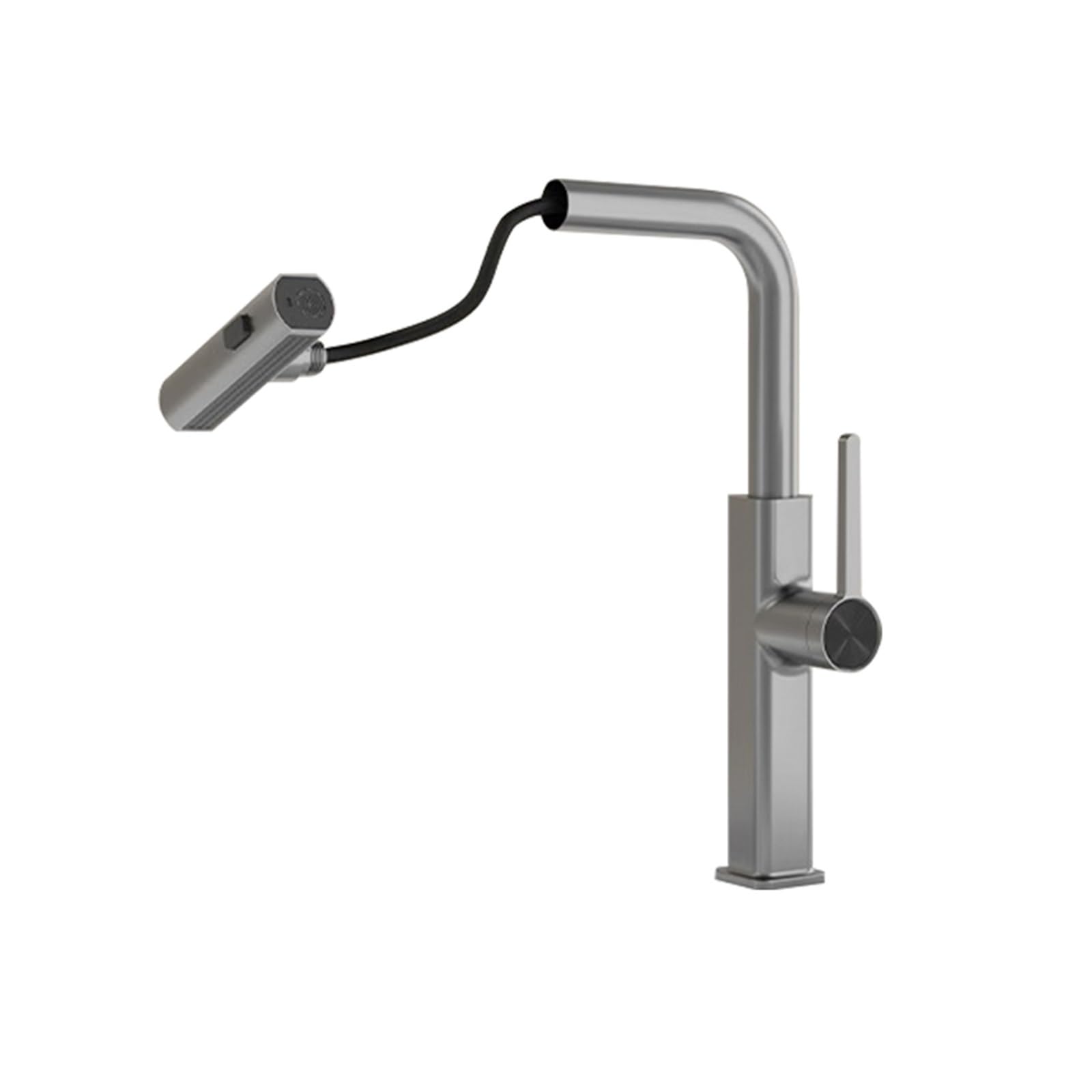 Jvddi Grey Faucet Kitchen Faucet Flexible Pull Out Nozzle Kitchen Sink Mixer Stream Sprayer(Grey Faucet)