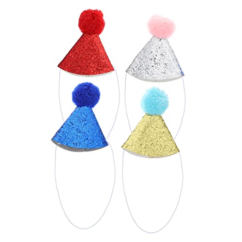 COLLBATH 4Pcs Pet Birthday Hats for Dogs and Cats Caps for Party Decoration Create Unforgettable Memories with Glittering Accessories
