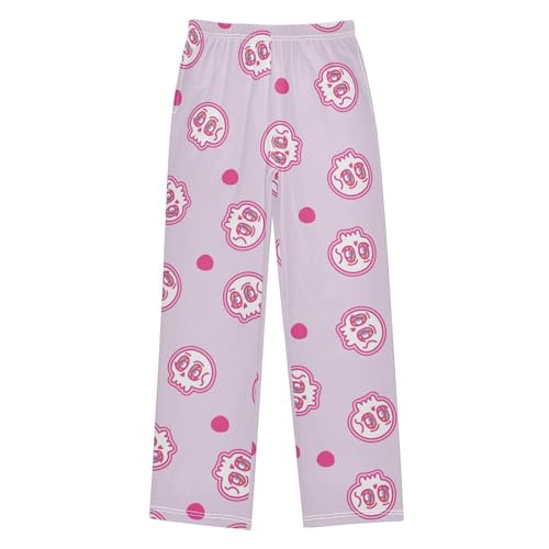 Cute Skull Boys Pants Boys Athletic Pants Long Pant for Boywith Pockets Wide-Leg Size 6-14Y