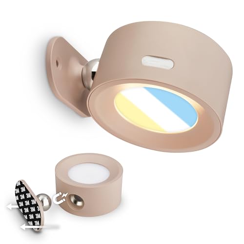 BRILONER Sticklights - LED Wandleuchte ohne Stromanschluss und ohne Bohren mit Akku, Touch, dimmbar, CCT, magnetisch abnehmbar, Wandlampe zum Kleben, Leselampe, Flurlampe, 9x7,5x4 cm, Beige