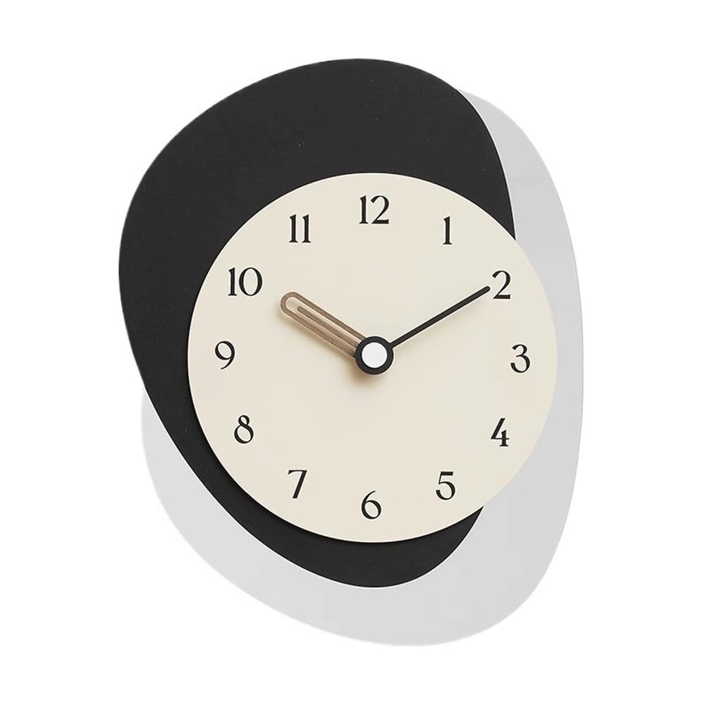 J9V4G6S3B5 Analogue Wall Clock Living Room No Punching Clock Simple Decoration Background Wall Personalized, Suitable for Foyer, Study, Hotel for Room Decoration(Black)
