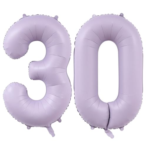 Image of Pastel Purple 30 Number Balloons,40 Inch Light Purple 30 Balloons Large Helium Foil Mylar Number Balloon for Birthday Party Anniversary Decorations