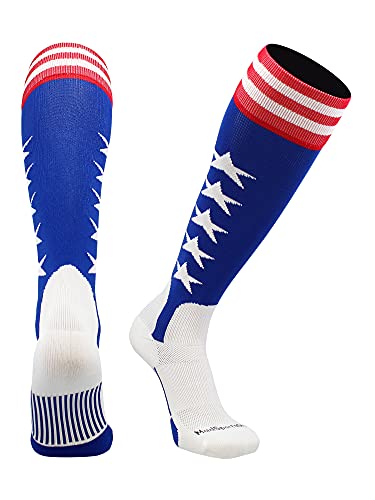 MadSportsStuff USA American Flag Stars and Stripes Baseball Stirrup Socks for Boys Men Youth Adult Patriotic Over the Calf