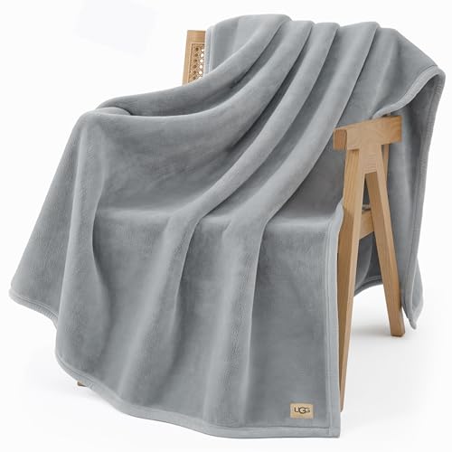UGG Coco Plush Throw Blanket – Cozy Soft Fleece Heavy Blanket for Couch, Bed or Chair, Housewarming Gift for Women, Bedroom or Living Room Decor, Luxurious Winter Bedding Gifts for Women, Seal Gray