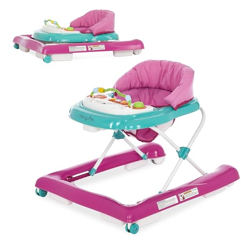 Image of Dream On Me 2-in-1 Ava Baby Walker, Easy Convertible Baby Walker, Walk Behind, Height Adjustable Seat, Added Back Support, Detachable-Toy Slate, Teal Pink