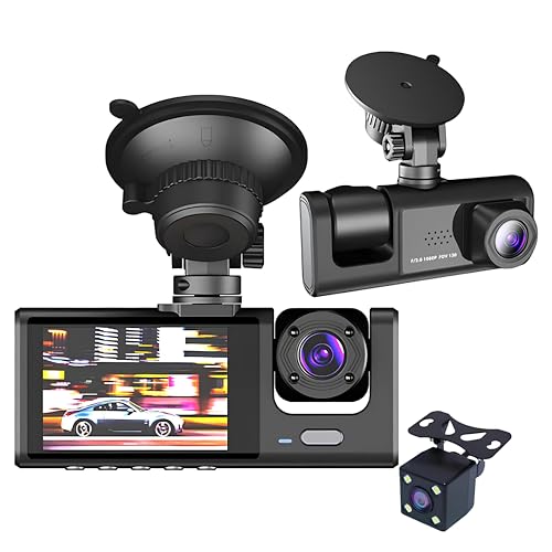 Dashcam Wi-fi Auto, Telecamera per auto con APP Integrata Fronte Retro Full HD DVR 1080P, Grandangolo 170° WRD con Schermo 2'', Visione Notturna Rilevazione del Movimento, Controllo da Smartphone