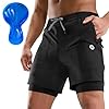 Nepest Mens Mountain Bike Shorts 3D Padded MTB Shorts Loose-fit Bicycle Biking Biker Baggy Cycling Shorts with Zipper Pockets Black/Black,L