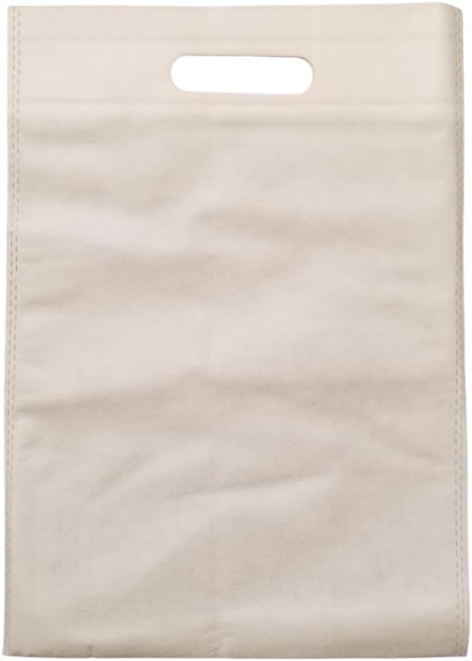 Small Reusable Die-Cut Handle Fabric Bags - Party Favor Goodie Bags for Candy, Snacks, Gift Bags, Birthdays - 10”x14”, White, 50 Bags/Box, 4 boxes (200 bags)