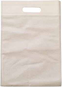 Small Reusable Die-Cut Handle Fabric Bags - Party Favor Goodie Bags for Candy, Snacks, Gift Bags, Birthdays - 10x14, White, 50 Bags/Box, 4 boxes 200 bags