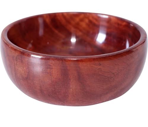 Image of Serving Bowl With Spoon - Decorative Cute Wooden Bowl - Food Safe Natural Wood Snack Bowl - Sheesham With Glossy Finish, 500 Milliliter