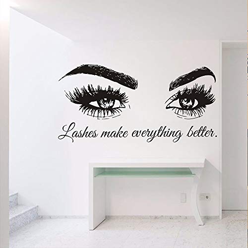 Eyelashes Wall Sticker Creative Pretty Girl Room Living Room Decorations For Home Wallpaper Vinyl Mural Art Decals Ws83 (Black, L 56X113Cm) #TOP4