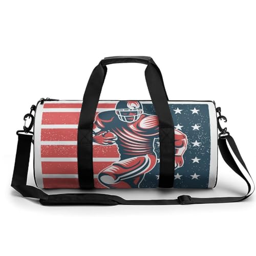 Sac de voyage 45x23cm grand volume motif football américain avec bandoulière confort