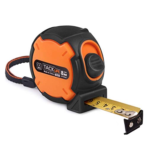 SonLong Measuring Tape Tape Measure 26-Foot(8m) Tape Ruler Metric and Inches with Magnetic Hook, Nylon Coating, Wrist Strap for Construction, Home, Carpentry Measurement - TM-B03, Orange and Black