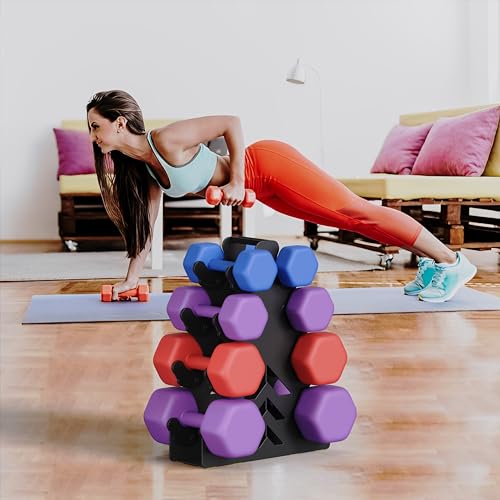 Small Metal Dumbbell Rack Heavy Duty Dumbbell Stand Weight Stand for Dumbbells, Tree Shape Dumbbell Storage Rack, Rack Only(4 Tier)