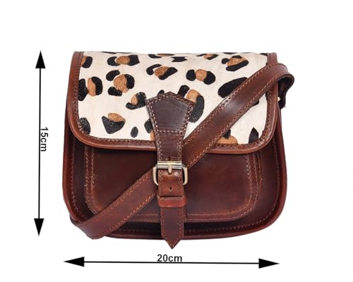 Image of Celtic Women's Leather Hair-On Flap Crossbody Sling Bag - Adjustable Strap