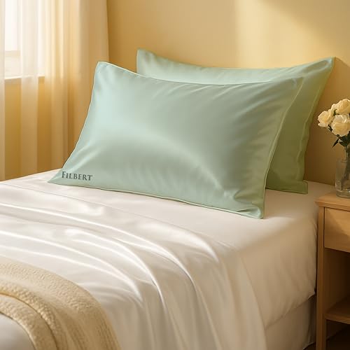 Image of Filbert Premium Satin Pillow Covers | Silky Satin Nights Where Comfort Meets Glamour | Best Gifting Collection - 18 inchx28 inch Inch - Apple Green