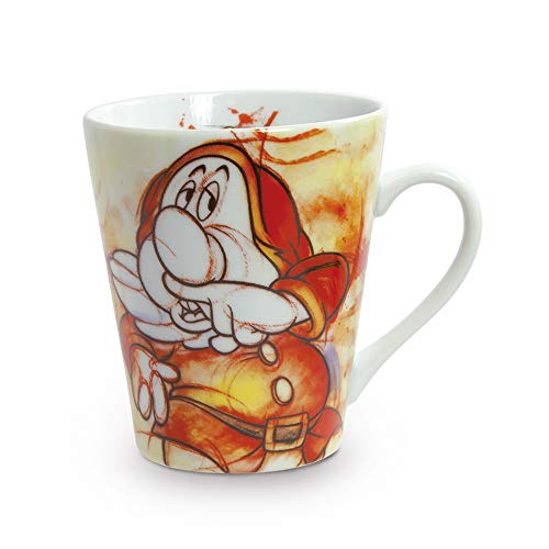 Egan Mug Collezione Disney 7 Nani. Oggetto Realizzato in Porcellana di Colore Arancione e Bianco. Dimensione: 10,5X9X12,5 cm. La referenza è PWS21/1EO