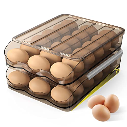 CSPone Boite Oeuf Frigo Rangement Double Couche avec Couvercle 36 Œufs Avec Angle D'inclinaison Remplissage Automatique Cover