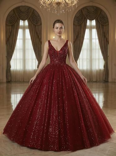 Image of Women's Beading Sweetheart Ball Gown Tulle Layed Long Quinceanera Dress