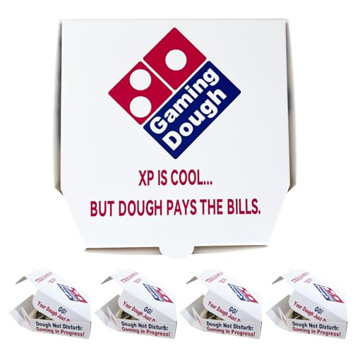PHAWNGU 4 Pack Gaming Dough, Funny Money Gift Box for Teen Boys, Gamers, Gamer Birthday Gift for Him, Pizza-Themed XP Game Card Holder, Christmas Stocking Stuffers for Teens